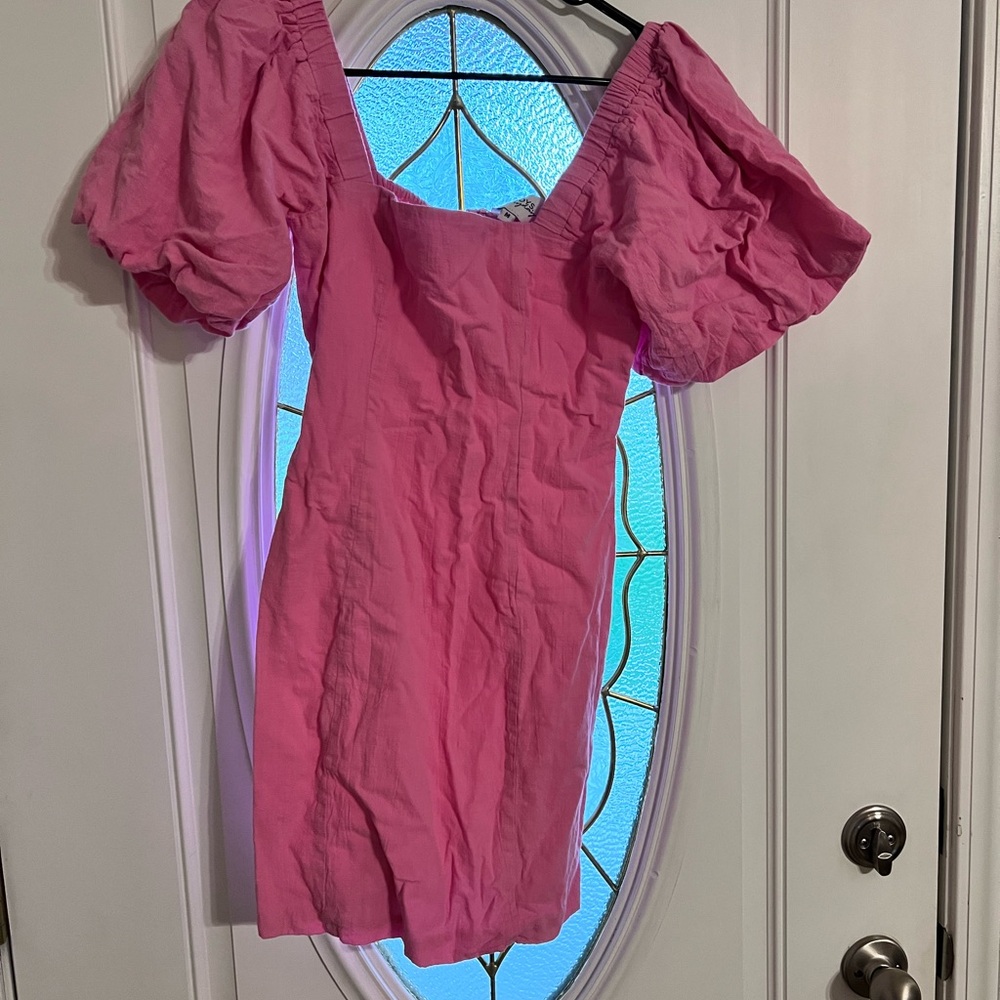 Pink Puff Sleeve Dress